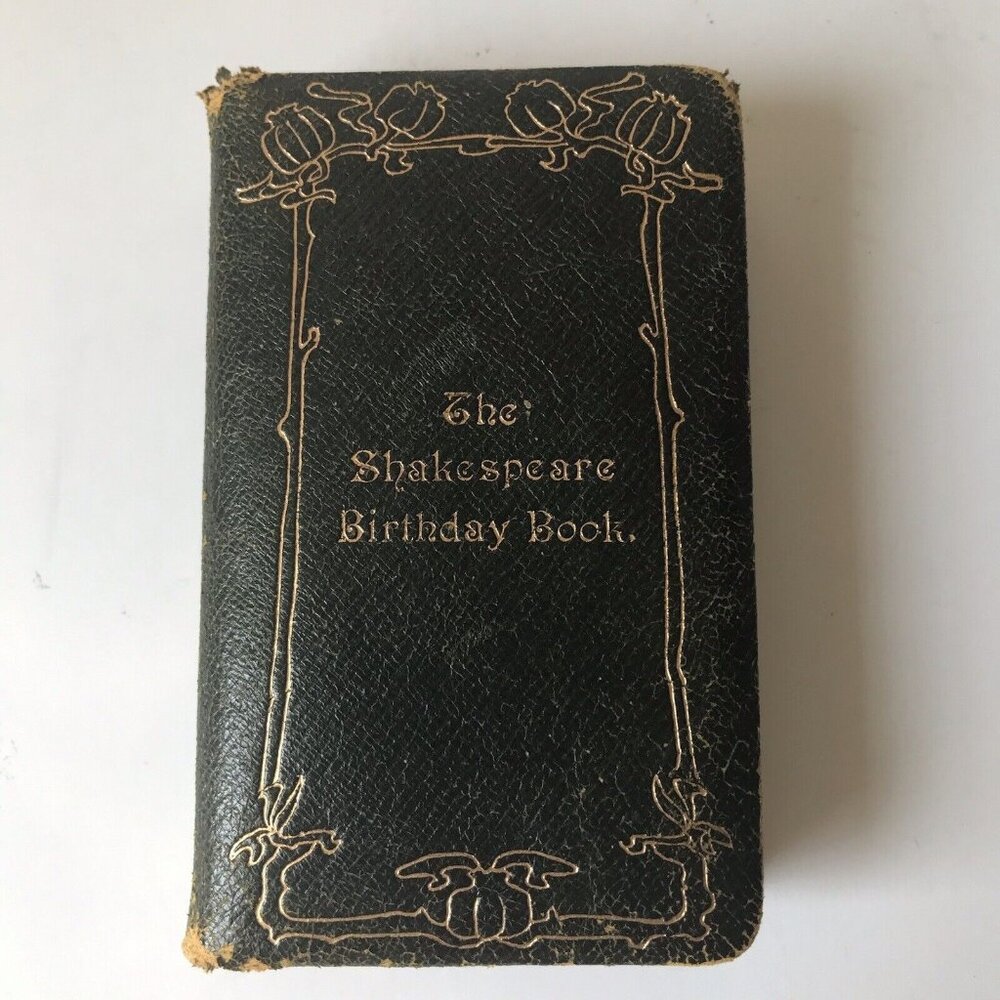 Antique 1905 The Shakespeare Book leather + Ruth Clark photo signed birth record